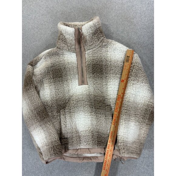 Abercrombie & Fitch Soft Collection Sherpa 1/2 Zip Pullover (Women's Medium) Tan - Picture 5 of 12